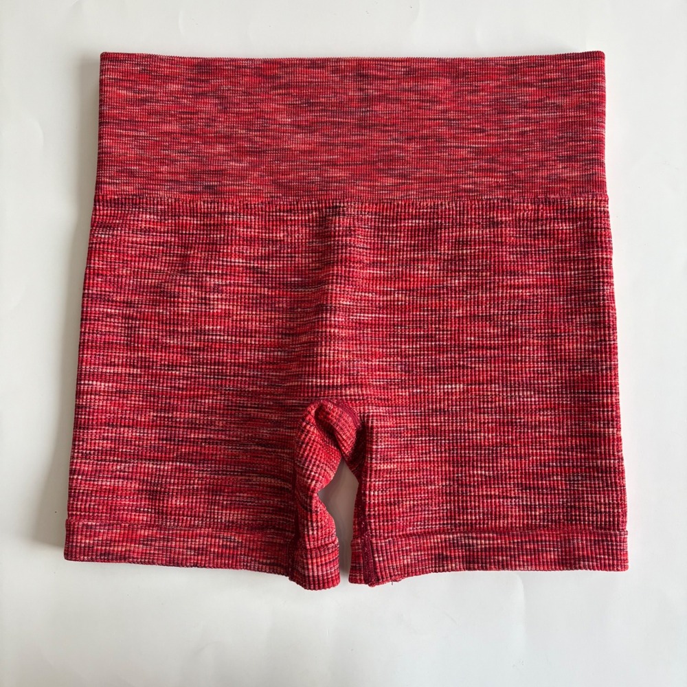 Colsie Women's Medium Red Seamless Ribbed Bike‎ Shorts 5" Workout Gym Activewear